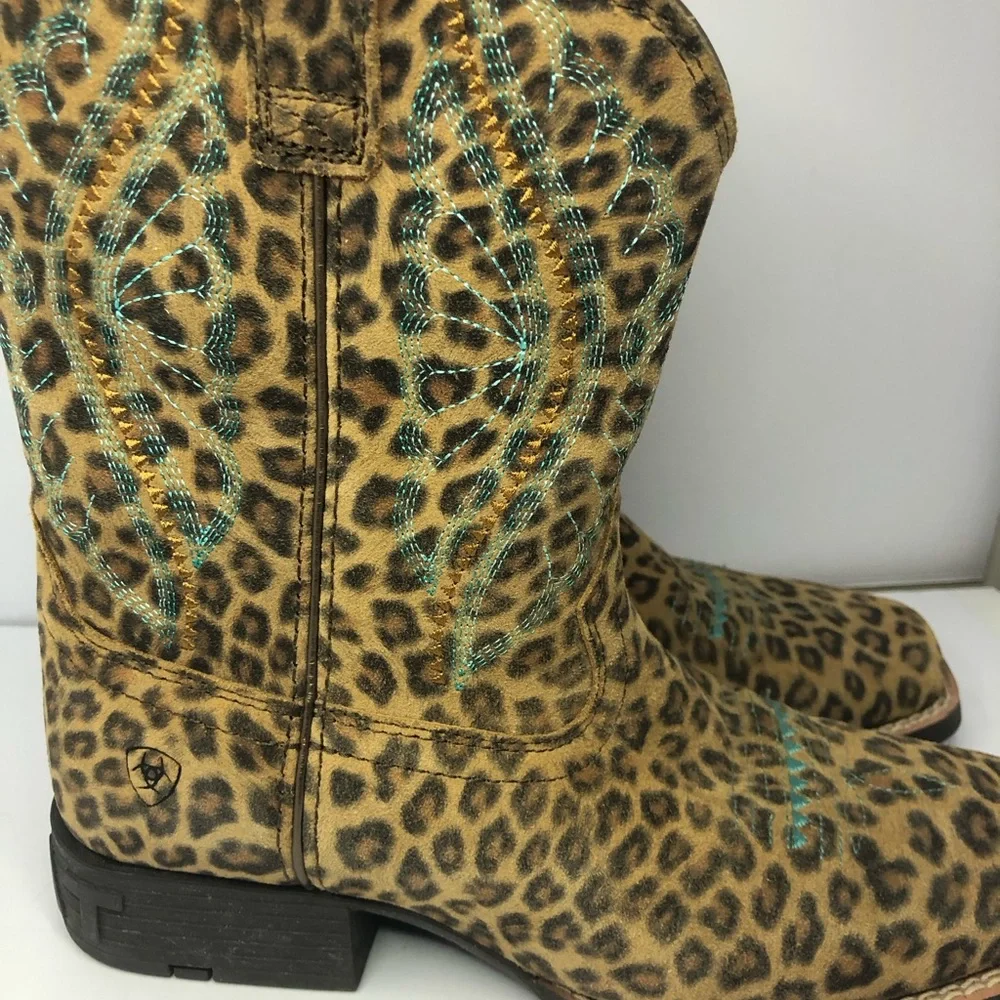 Ariat Kids Prime Time Western Boots Faded Leopard Size 4.5 EUC